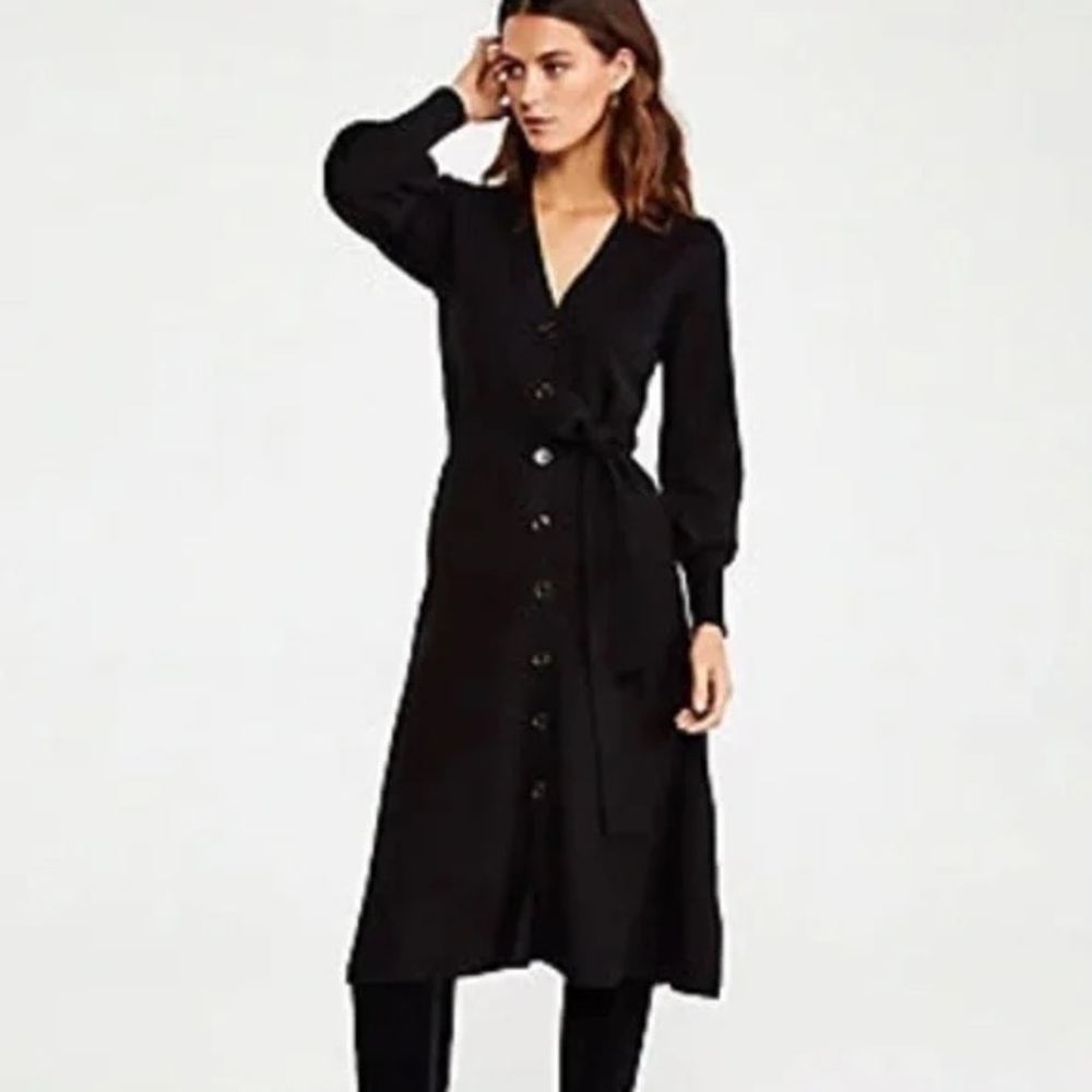 Ann Taylor Black Long Sleeve Sweater Dress, NWT, Petite Small